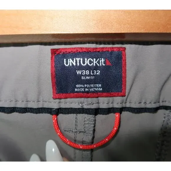 UNTUCKit Traveler Tech Pants 38x32 Gray Slim Fit Gorpcore Athleisure